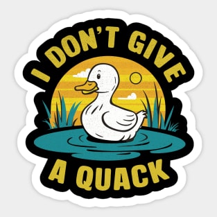 Funny I Don't Give A Quack Cute Duck Halftone Design Sticker